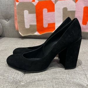 Stuart Weitzman Black Suede Block Heels